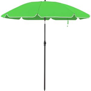 SONGMICS Ø 160 cm parasol, strandparaplu, UV50+, zonbescherming, achthoekige polyester luifel, glasvezel ribben, kantelmechanisme, draagtas, voor strand, tuin balkon en zwembad, groen GPU60GN