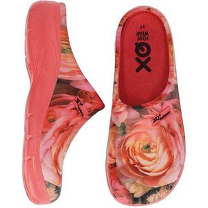 XQ dames tuinklompen - tuinklomp dames - rood / roze bloem - maat 38