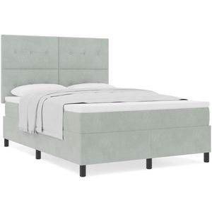 vidaXL - Boxspringbed - met - Matras - Lichtgrijs - 140x190 - cm - Velvet