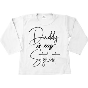 Shirt baby-kind-Papa is mijn stylist-lange mouwen-wit-zwart-Maat 86