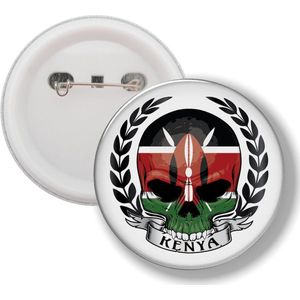 Button Met Speld - Schedel Vlag Kenia