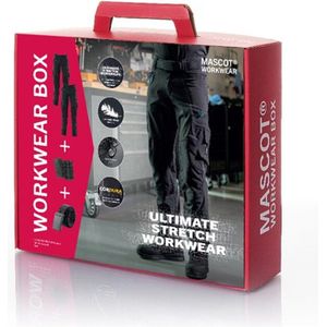 Mascot workerbox - 2 broeken+riem+kniebeschermers - Ultimate Stretch 17179 - zwart - maat 82C50