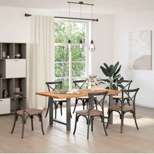 The Living Store Eettafel rechthoekig 180x100x74 cm massief eikenhout lichtbruin - Eetkamertafel - Houten Tafel - Oak Wood Tafel - Salontafel - Grote Tafel