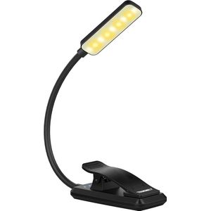 Transnect ® – Klemlamp LED - Leeslampje voor Boek - 3 Lichtstanden – Traploos Dimmen – Verstelbare - USB Oplaadbaar - Zwart