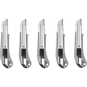 5 gegoten aluminium snijmes met 18 mm afbreekmes - tapijtmes - multifunctioneel mes - universeel mes - universeel mes