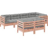 vidaXL - 7-delige - Loungeset - met - kussens - massief - douglas - vurenhout