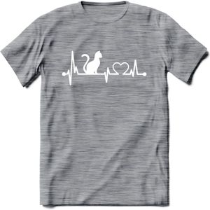 Cat Beat - Katten T-Shirt Kleding Cadeau | Dames - Heren - Unisex | Kat / Dieren shirt | Grappig Verjaardag kado | Tshirt Met Print | - Donker Grijs - Gemaleerd - XXL