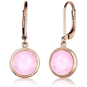 Elli Dames Oorbellen dames met rozenkwarts in 925 sterling zilver roségoud verguld