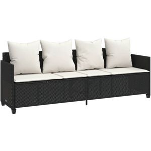 vidaXL Ligbed met kussens poly rattan zwart - Ligbed - Ligbedden - Tuinstoel - Tuinmeubel
