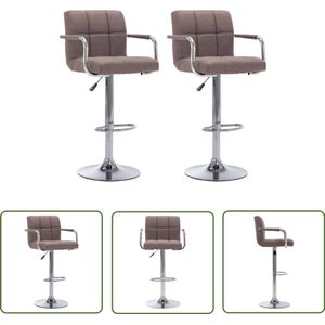 vidaXL Barstoelen - Set van 2 - Taupe - Verstelbaar Barstoel - Tapijt - Eetkamerstoel - Designstoel - Lounge Stoel