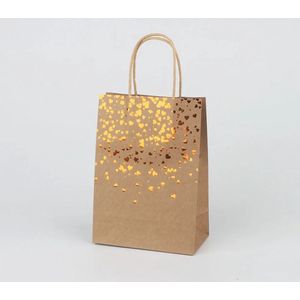 Papieren Tasjes - 5 stuks - Uitdeel Tasjes - Rose Gold - Goud - Feest - Bruiloft - Chique - Gift Tasjes - Cadeau Tasjes - Kinderfeestje Tasjes - Gift Bag - Kado Tasjes - Uitdeel Zakjes - Luxe Gift Bags - Cadeau - Tasje Met Handvat