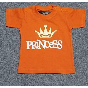 Baby shirt koningsdag met opdruk prinsess maat 80