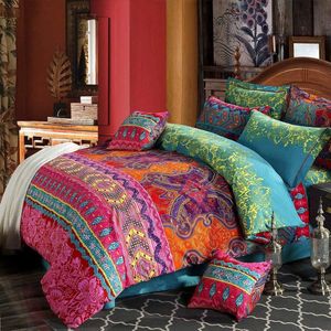 Beddengoed Boho 135x200 2-delig exotisch Indisch design Bohemian dekbedovertrek met ritssluiting hoge kwaliteit microvezel dekbedovertrek en kussensloop 80x80 cm