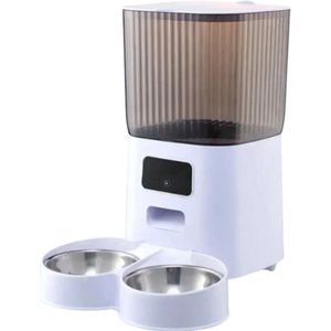 Mygroot - Automatische Voerbak - Dubbele Voerbak - Voice Recorder - Camera - Voerautomaat Hond/kat - Voerautomaat dispenser - Brokgrootte 3 tot 15 mm - Inhoud 6L - Wit