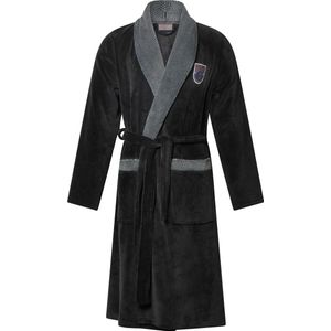 Gentlemen - heren badjas - coral fleece - zwart/grijs - stijlvol design - maat S/M