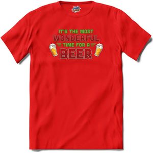 It's the most wonderful time for a beer - foute bier kersttrui - T-Shirt - Meisjes - Rood - Maat 12 jaar
