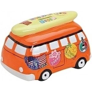 Spaarpot vakantie bus oranje 16 cm