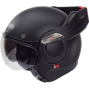 BEON STRATOS Systeemhelm en Jethelm - 180º Verstelbare integraalhelm - Motorhelm inclusief Zonnevizier - Geschikt voor Scooter Brommer Snorfiets - XL Mat Zwart - Gratis Helmtas