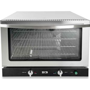 HCB® - Professionele Horeca Heteluchtoven met vochtinjectie - 110 liter - 400V - RVS hetelucht oven vrijstaand - 75.8x65x56 cm (BxDxH)