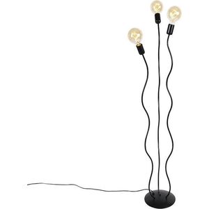 QAZQA wimme - Design Vloerlamps-sStaande Lamp - 3 lichts - H 140 cm - Zwart - Woonkamers-sSlaapkamers-sKeuken