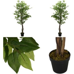 vidaXL Kunstboom ficus 756 bladeren 150 cm groen - Kunstficusboom - Kunstficusbomen - Kunstplant - Nepplant