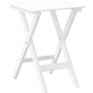 The Living Store Bijzettafel inklapbaar massief populierenhout wit - Bijzettafel - Inklapbare Tafel - Houten Tafel - Witte Tafel - Buitentafel