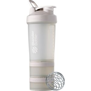 BLENDERBOTTLE ProStak PRO - ZACHT GRIJS - Eiwitshaker | Bidon | Shakebeker - 650 ml - Shakebeker met 2 containers, pillendoosje en BlenderBall voor eiwitshakes zonder klonten. Lekt niet!