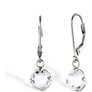 Elli Oorbellen Oorhanger Vrouwen Glazen Kristallen Checkerboard Dubbele Setting Wit 925 Sterling Zilver Verguld