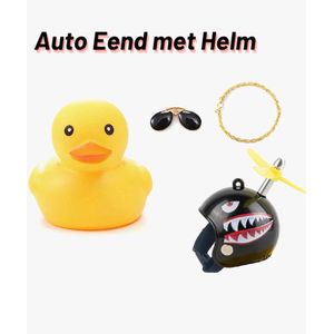 Waledano® Auto Eendje Decoratie - Geschikt voor Auto ,Motor en Fiets Decoratie - speelgoed- accessoires fiets - bad eendjes, met Helm, Zonnebril en metalen Ketting