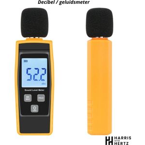 Digitale Decibelmeter 30 dB tot 130 dB - Kleine, lichte dBA Meter - Geluidsmeter - 31.5 Hz tot 8 KHz - LCD Scherm - Harris and Hertz