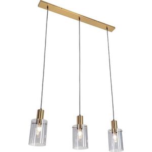 QAZQA vidra - Moderne Hanglamp eettafel voor boven de eettafel | in eetkamer - 3 lichts - L 1000 mm - Goud/messing - Woonkamer | Slaapkamer | Keuken