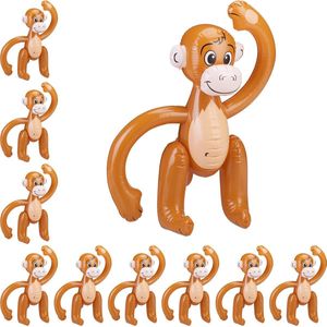 Relaxdays 10x opblaasbare aap - opblaas aap - jungle feest - zwembad speelgoed - decoratie