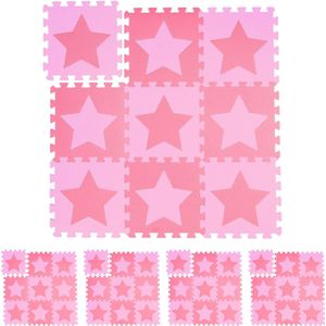 Relaxdays 45x speelmat foam sterren - puzzelmat - speelkleed - vloermat - roze-paars