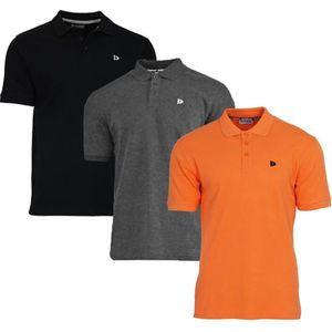 3-Pack Donnay Polo (549009) - Sportpolo - Heren - Black/Charcoal-marl/Apricot orange (566) - maat XXL