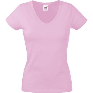 Fruit Of The Loom Dames Vrouwen-Fit Valuegewicht V-hals T-shirt met korte mouwen (Licht Rose)