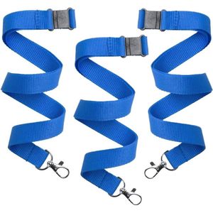 Keycord/lanyard koord - 30x - blauw - met sleutelhanger - 50 cm