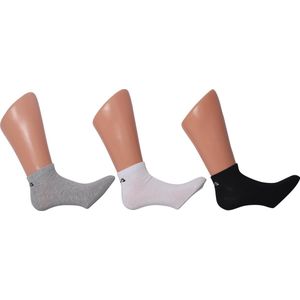 Fila - Invisible Socks 3-Pack - 3-Pack Sokken - 43-46 - Grijs/Wit/Zwart