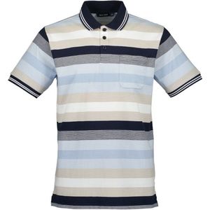 Blue Seven heren poloshirt - polo heren korte mouwen - 321163 - blauw / beige streep - maat XXL