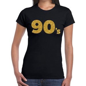 90's goud glitter t-shirt zwart dames - Jaren 90 kleding S
