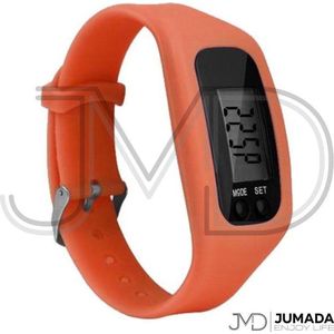 Jumada's Stappenteller - LCD Horloge - Armband - Tracker - Siliconen - Breed - Oranje