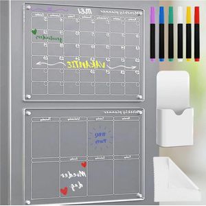 Whiteboard Monthly Weekly Planner- Appointment Planner TO DO - Transparent Magnetic Calendar - Home and Family Organizer - Acrylic - Wipe Clean - 40.6 x 30.5 cm - 5 Piece Set Whiteboard