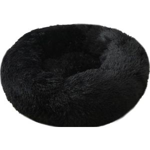 Donut Hondenmand - Kattenmand - Maat M - 60cm (ligvlak van 45cm) - Zwart - Fluffy en Wasbaar