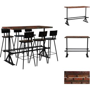 vidaXL Houten Barset - Retro Industriële Stijl - Gerecycled Hout - 150x70x107 cm tafel - 45x36x99 cm stoel - Set tafel en stoelen