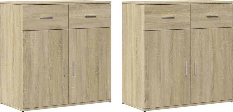 vidaXL - Dressoirs - 2 - st - 79x38x80 - cm - bewerkt - hout - sonoma - eikenkleurig