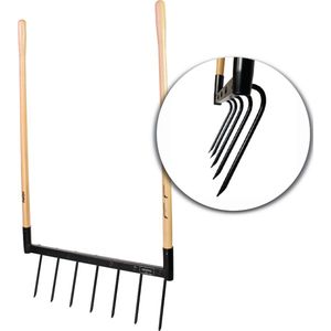de Woeler - DW7 - Woelvork Grelinette - Spitvork/Tuinwoeler/Spade - Roestvrij - Ergonomisch - FSC Hout - 6 Jaar Garantie