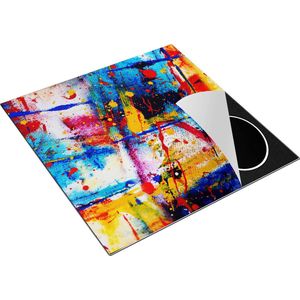 Chefcare Inductie Beschermer Abstracte Kunst - Kleurvolle Hand Gemaakte Acryl - 78x78 cm - Afdekplaat Inductie - Kookplaat Beschermer - Inductie Mat