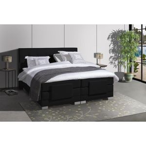 Anno 1588 - Elektrische Boxspring LUXA - Pocketvering - Luxe Topper - Zwart - Boxspring 90x200 - Inclusief Montage + Dekbed en Kussens