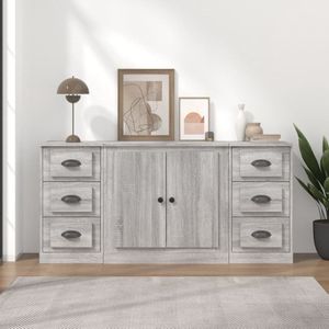 The Living Store Dressoir Classic Grey Sonoma Eiken - 142x35.5x67.5 cm