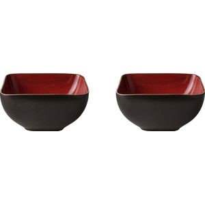 Palmer Schaal Lava 14 x 14 cm 60 cl Bruin Rood Stoneware 2 stuks