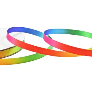 Satijn Lint 6mm (0,6cm) | Satijnlint | Regenboog Lint | Luxe Dubbelzijdige Kwaliteit | Cadeau Lint | Danslint | Rainbow Pride | Rol: 10 Meter
